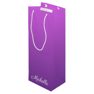 Personalized purple ombre wine gift bag