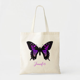 Personalized Purple Ombre Wing Butterfly Tote Bag