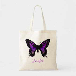 Personalized Purple Ombre Wing Butterfly Tote Bag