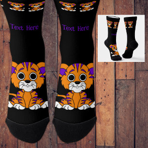Personalized Purple & Orange Baby Tiger Socks