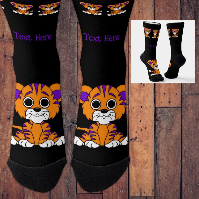 Personalized Purple & Orange Baby Tiger Socks (Creator Uploaded)
