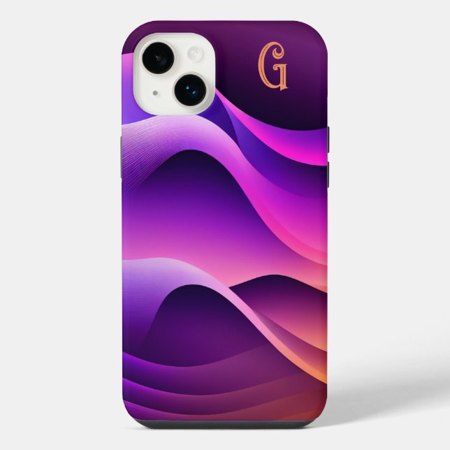 Personalized Purple & Orange Waves Iphone Case (Back)