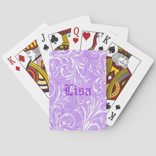Personalized Purple Ornamental Playing Cards (Back)