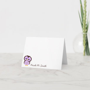 Personalized Purple Owl Notecards