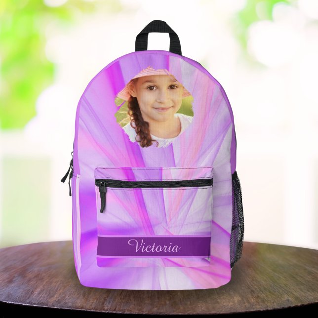 Personalized Purple Pastel Girls Back-to-School Printed Backpack (Creator Uploaded)
