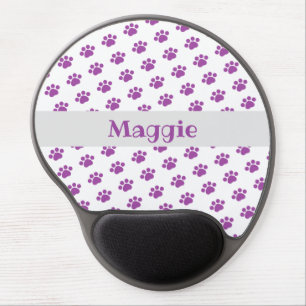 Personalized Purple Paw Print Pattern Gel Mouse Pad