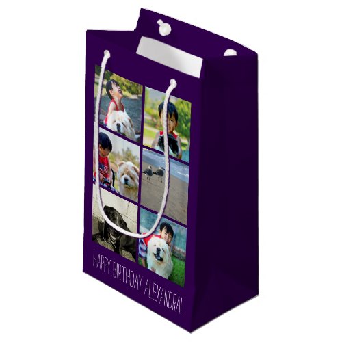 Personalized Purple Photo Mosaic Picture Collage Small Gift Bag