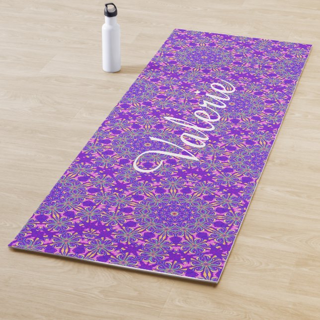 Personalized Purple Pink and Turquoise Mandala Yoga Mat (In Situ)