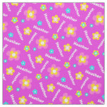 Personalized purple pink aqua white name pattern fabric