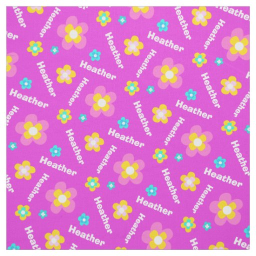 Personalized purple pink aqua white name pattern fabric