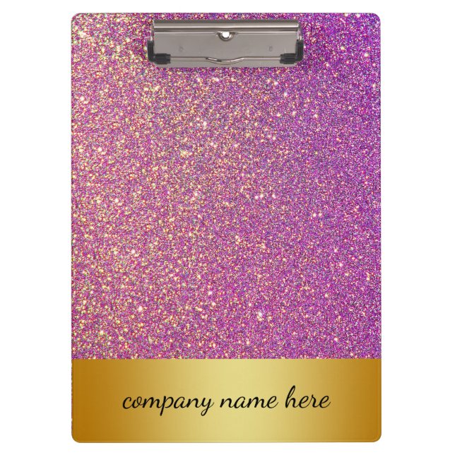 Personalized Purple Pink Glitter Sparkles Faux Clipboard (Front)