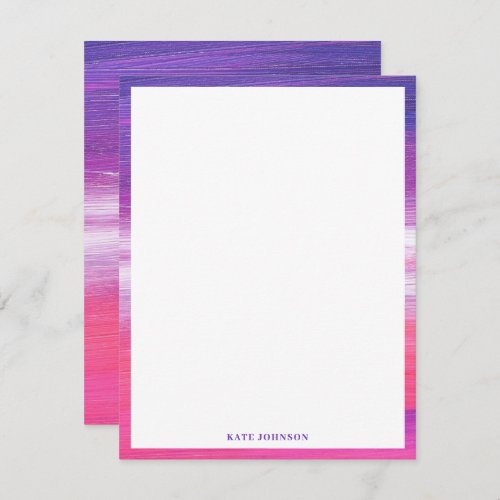 Personalized Purple Pink Painted Abstract  Note Card