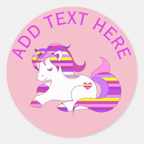 Personalized Purple  Pink Rainbow Unicorn Sticker