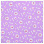 Personalized purple pink white daisy name pattern fabric