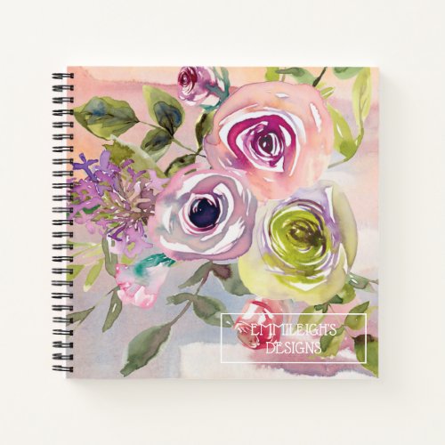 Personalized Purple Pink Yellow Green Flowers Notebook