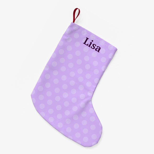 Personalized Purple Polka Dot Christmas Stocking (Front (Hanging))