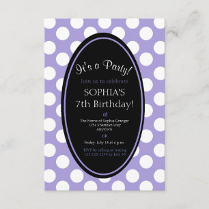 Personalized Purple Polka Dot Party Invitation