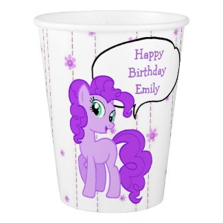 Personalized Purple Pony Birthday Girl Paper Cups