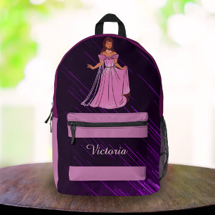Personalized Purple Princess Girls Back-to-School  Printed Backpack