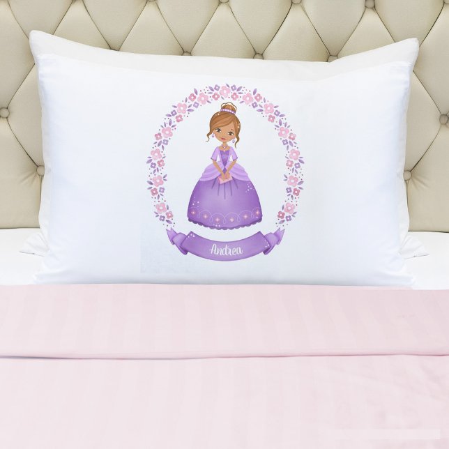 Personalized Purple Princess Pillowcase (A cute girls purple princess Pillowcase. Personalize it with your girls name.)