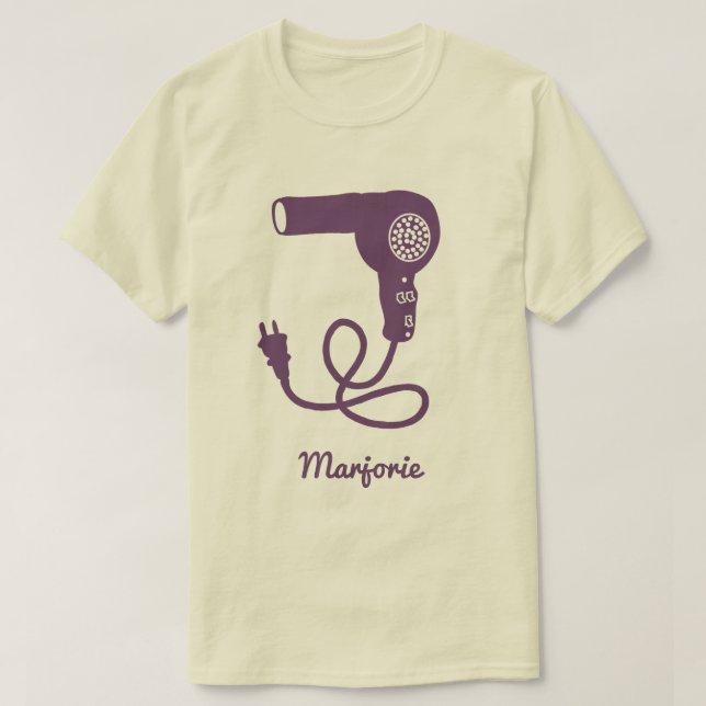 Personalized Purple Retro Hairdryer Blow Dryer T-Shirt (Design Front)