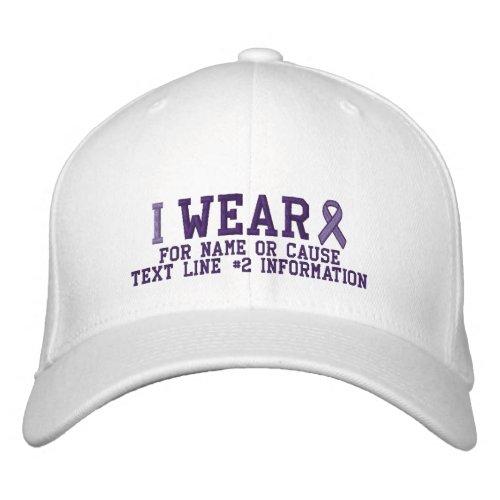 Personalized Purple Ribbon Awareness Embroidery Embroidered Baseball Cap