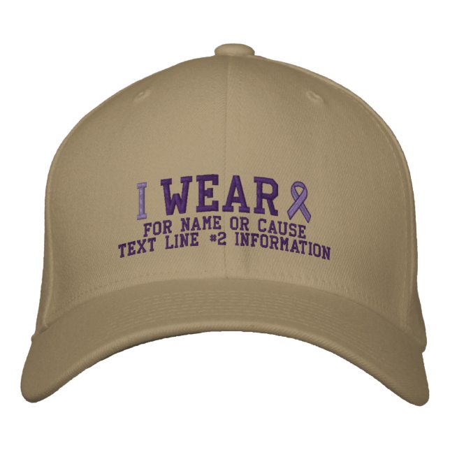 Personalized Purple Ribbon Awareness Embroidery Embroidered Baseball Cap (Front)