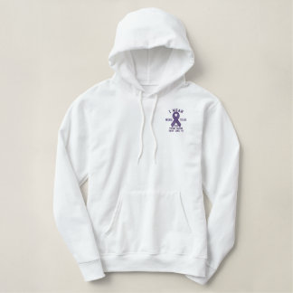 Personalized Purple Ribbon Awareness Embroidery Embroidered Hoodie