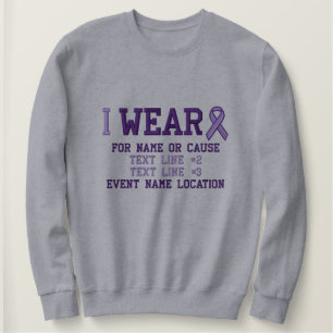 Personalized Purple Ribbon Awareness Embroidery Embroidered Sweatshirt