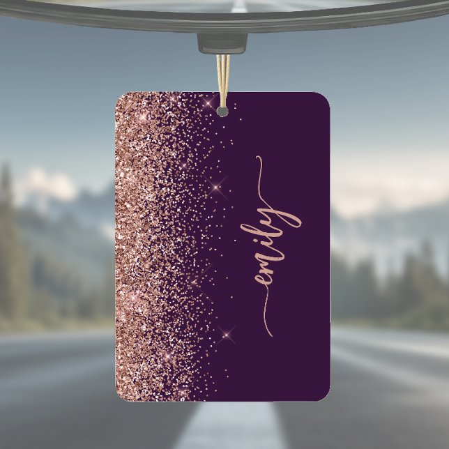 Personalized Purple Rose Gold Glitter Air Freshener (Creator Uploaded)