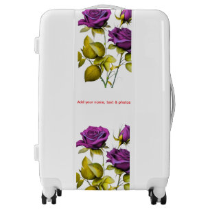 Personalized Purple Rose Luggage Tag   Add Your 