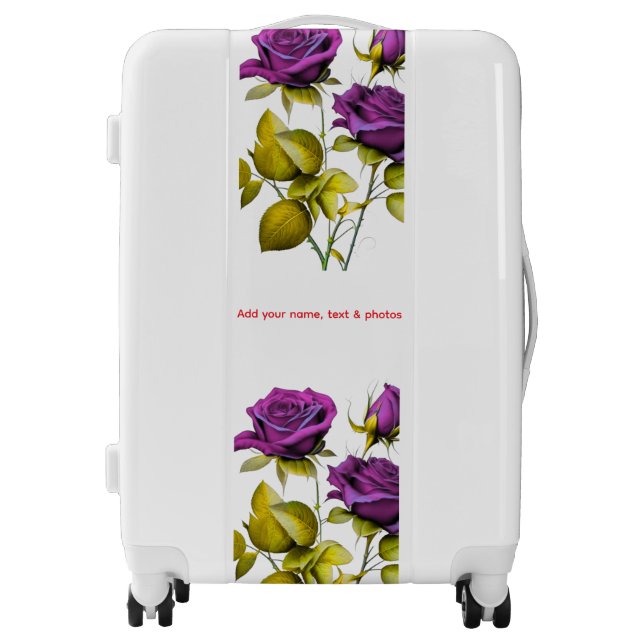 Personalized Purple Rose Luggage Tag | Add Your  (Front)