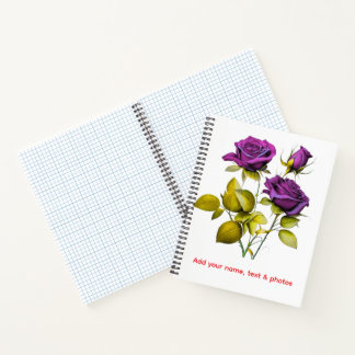 Personalized Purple Rose Notebook | Add Your Name