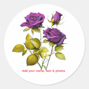 Personalized Purple Rose Sticker Add Your Name