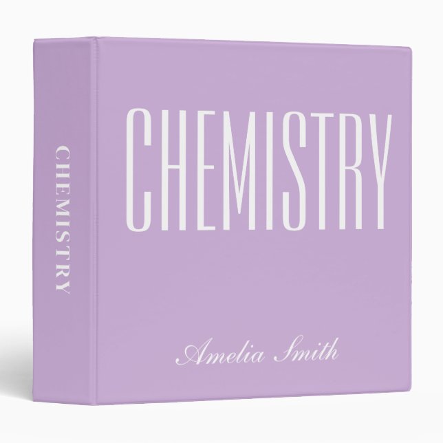 Personalized  Purple School Subject  3 Ring Binder (Front/Spine)