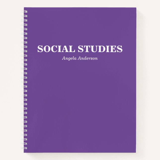 Personalized Purple School Subject Spiral Notebook (Front)