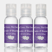 Personalized Purple, Silver Floral Hearts Wedding Hand Sanitizer (Set)