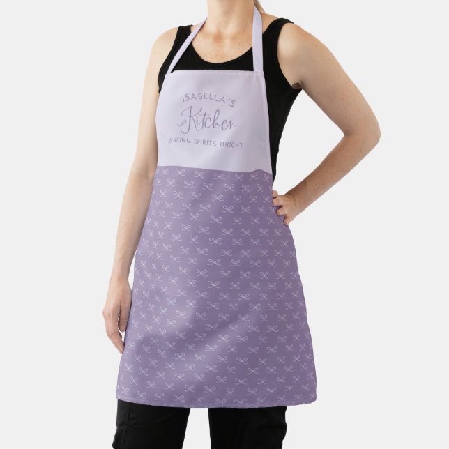 Personalized Purple Simple Bow Kitchen Apron (Insitu)