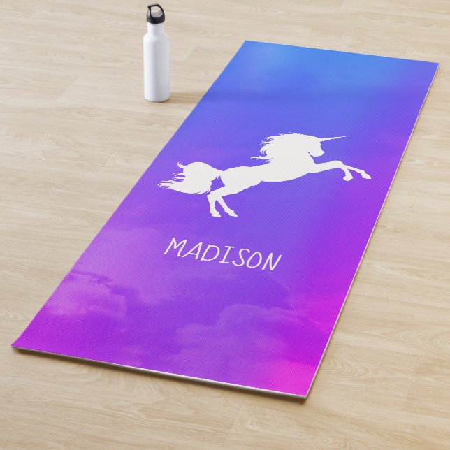 Personalized Purple sky Rainbow Unicorn Yoga Mat (In Situ)