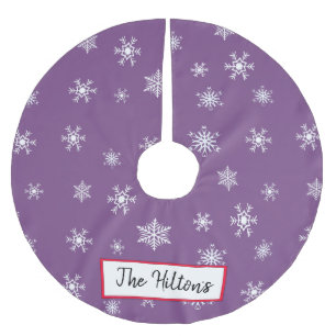 Personalized Purple Snowflake Christmas Skirt Brushed Polyester Tree Skirt