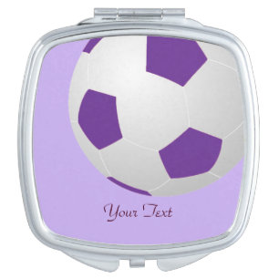 Personalized Purple Soccer Ball Gift for Her Makeup Mirror