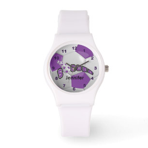Personalized Purple Soccer Ball Watch