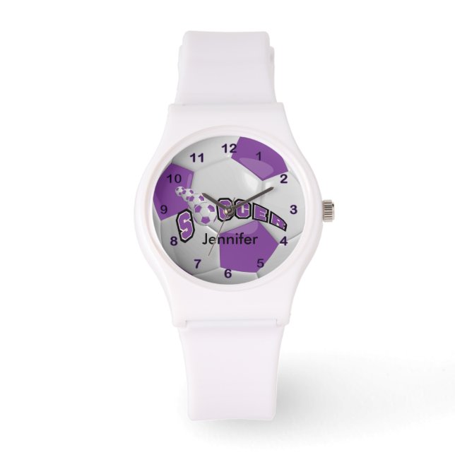 Personalized Purple Soccer Ball Watch (Front)
