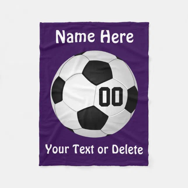 Personalized Purple Soccer Fleece Blanket Zazzle