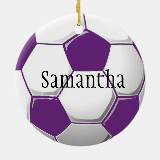 Personalized Purple Soccer Ornament (Back)