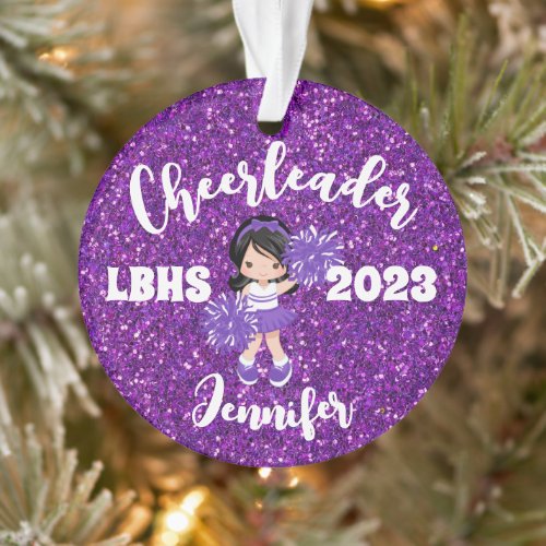 Personalized Purple Sparkle Cheerleading Ornament 