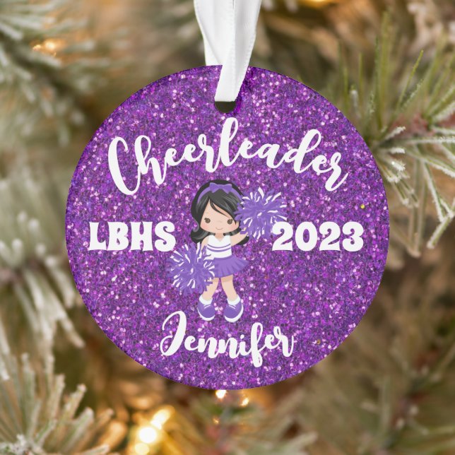 Personalized Purple Sparkle Cheerleading Ornament  (Tree)