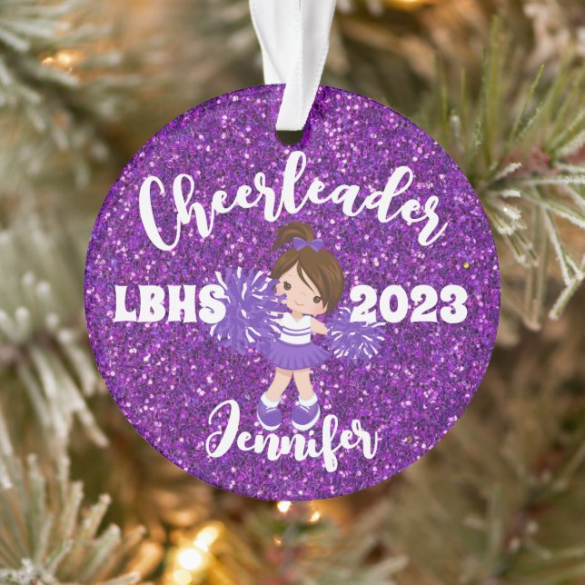 Personalized Purple Sparkle Cheerleading Ornament  (Tree)