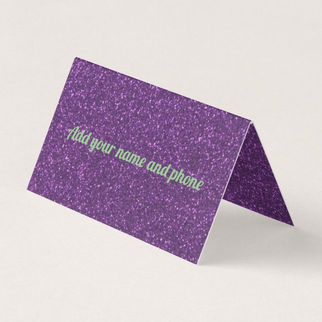 Personalized purple sparkling glitter business card (Front)