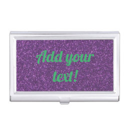 Personalized purple sparkling glitter business card case